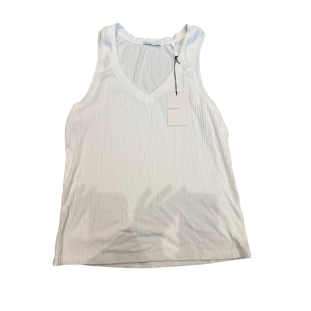 BLDWN June Ribbed V-Neck Tank Top Optic White 27K0081017 XL NEW